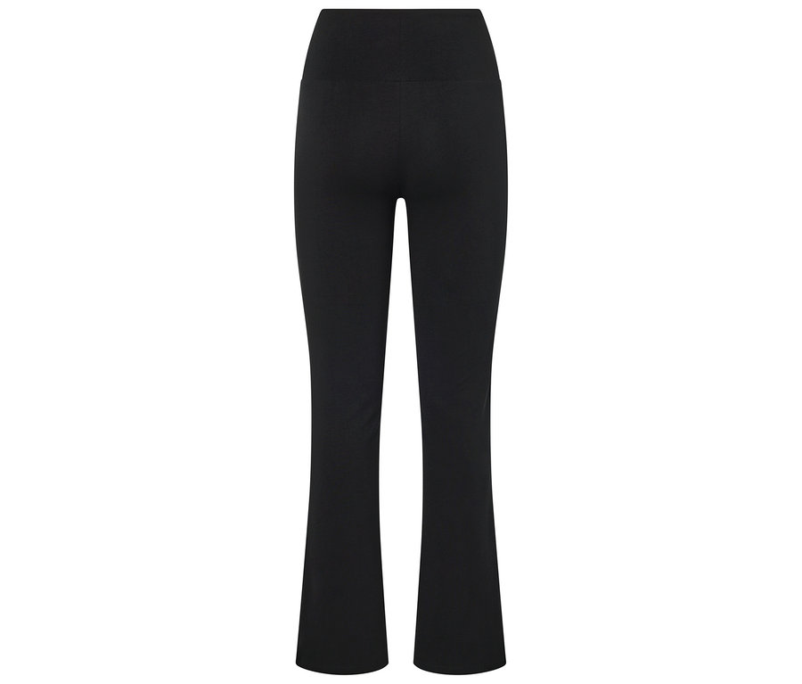 Pantalon noir évasé vu de dos.