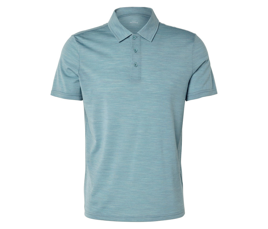 Polo bleu clair avec patte de boutonnage.