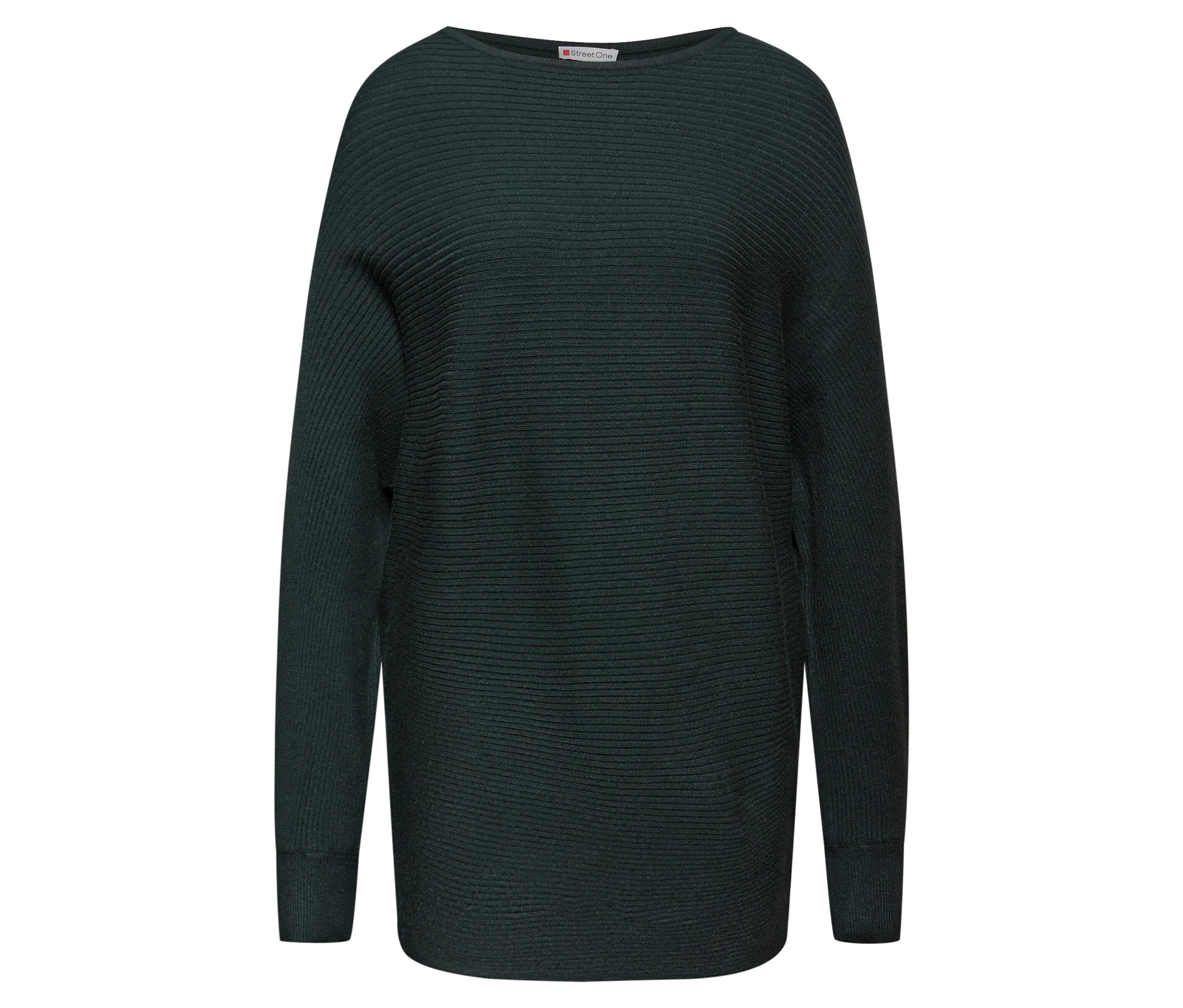 Le pull structuré Street One vert foncé est présenté sur un fond blanc.