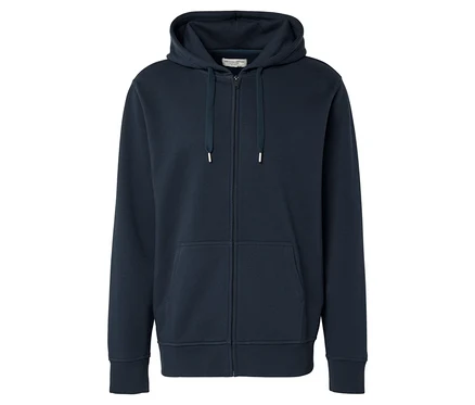 Sweat à capuche zippé bleu marine.
