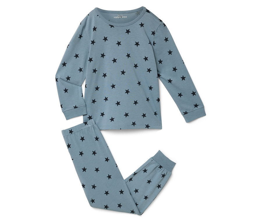 Pyjama bleu clair à motif étoile composé d'un haut et d'un bas.