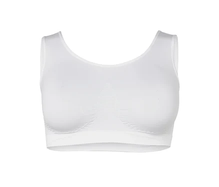 Soutien-gorge de sport blanc sans fermeture.