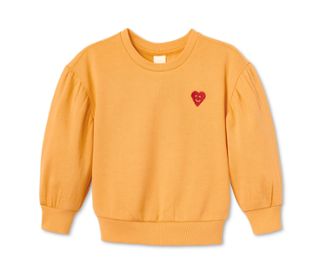 Jaune avec cœur imprimé sur la poitrine