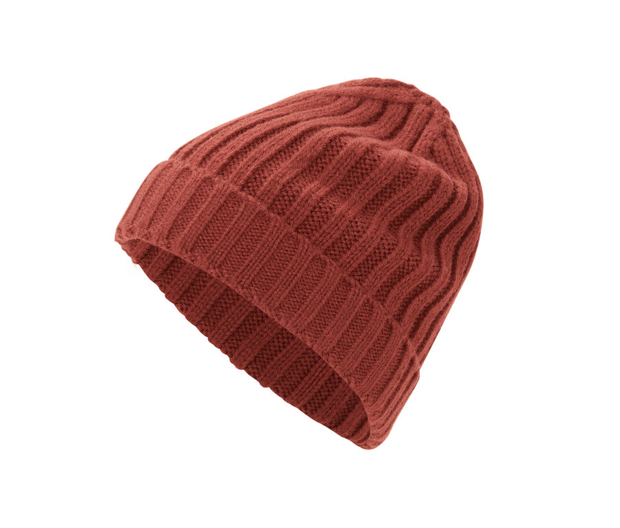 Détail d'un bonnet en maille.