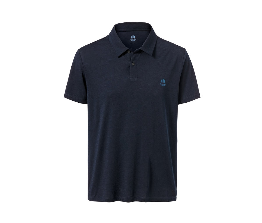 Polo fonctionnel bleu marine en laine mérinos.