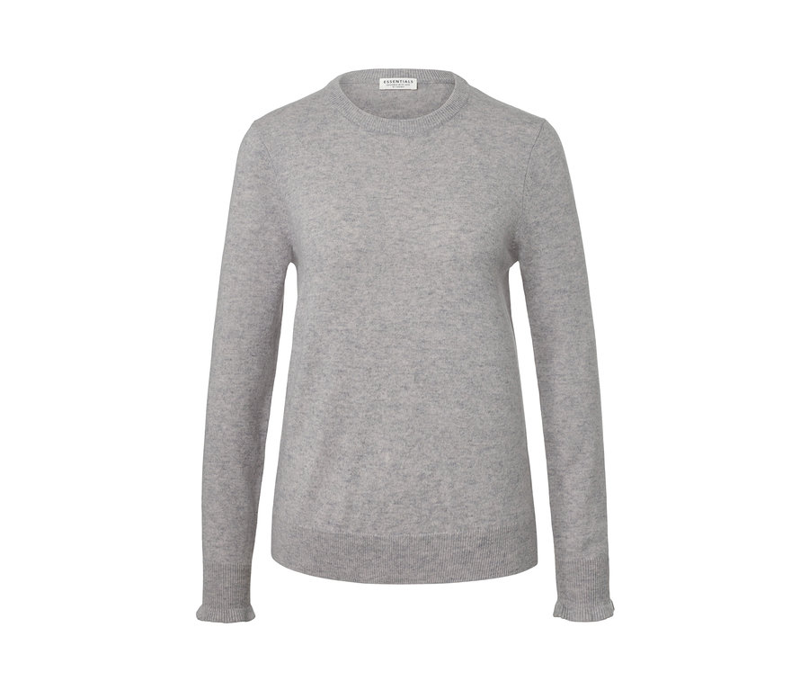 Pull en maille fine gris chiné avec du cachemire.