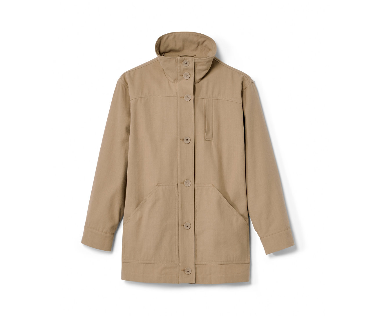 Veste NAH/STUDIO beige en coton recyclé avec boutons.
