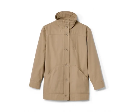 Veste NAH/STUDIO beige en coton recyclé avec boutons.