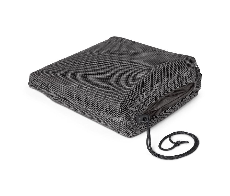 Un sac de rangement XXL noir avec cordon de serrage repose sur un fond blanc.