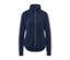 Veste en peluche bleue avec fermeture éclair sur le devant.