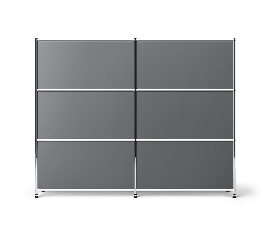 Commode en métal « CN3 » grise à abattants amovibles.