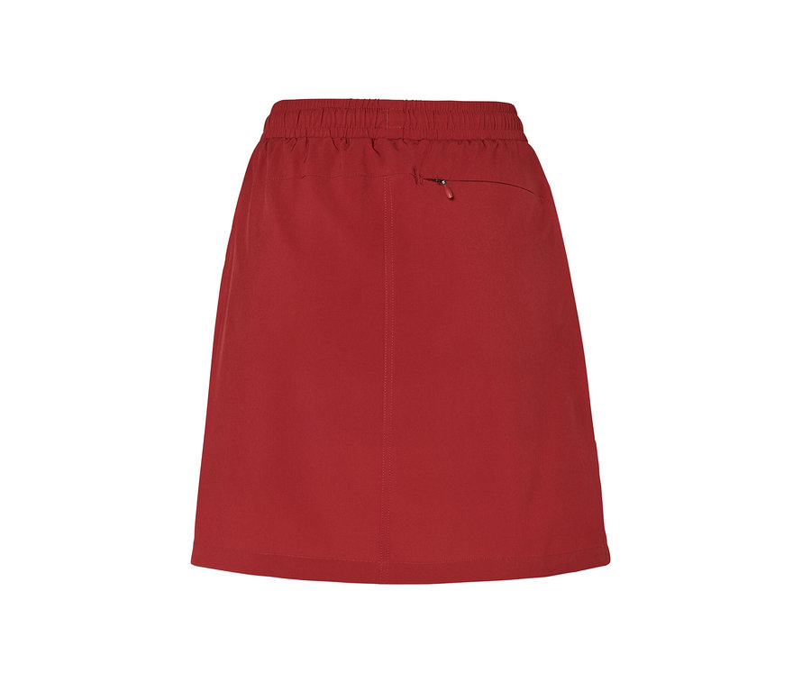 Short-jupe fonctionnel rouge avec une poche arrière zippée.
