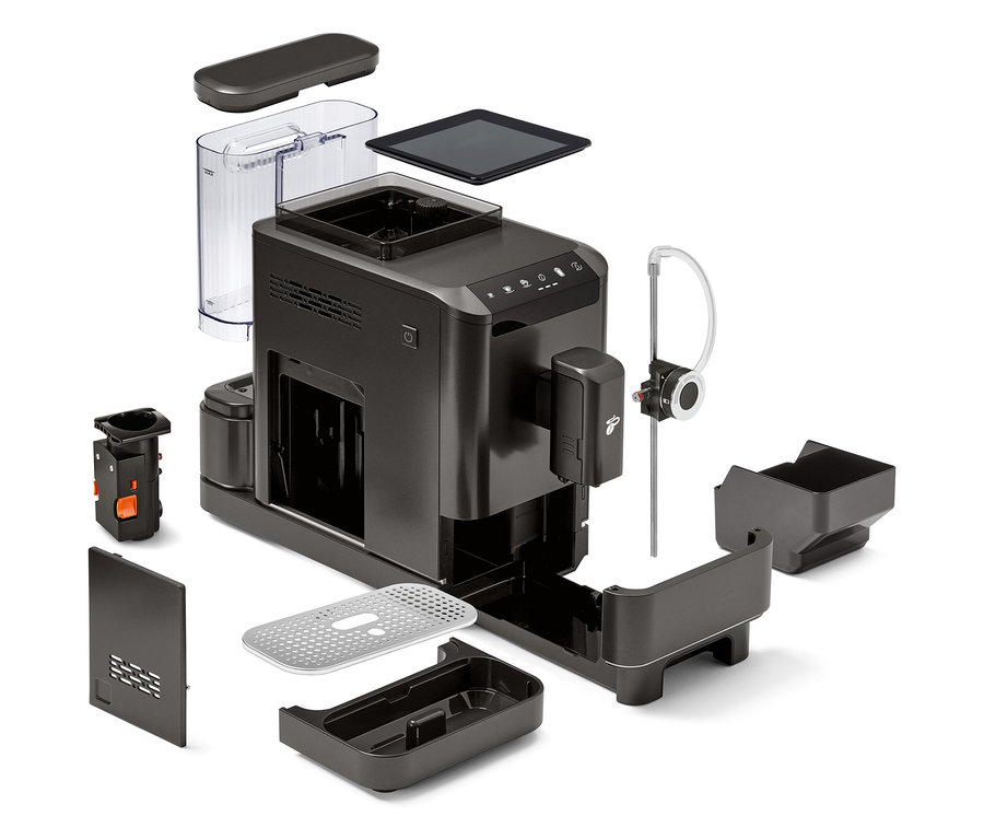 Vue éclatée de la machine à café «
Milk
» Granite Black.