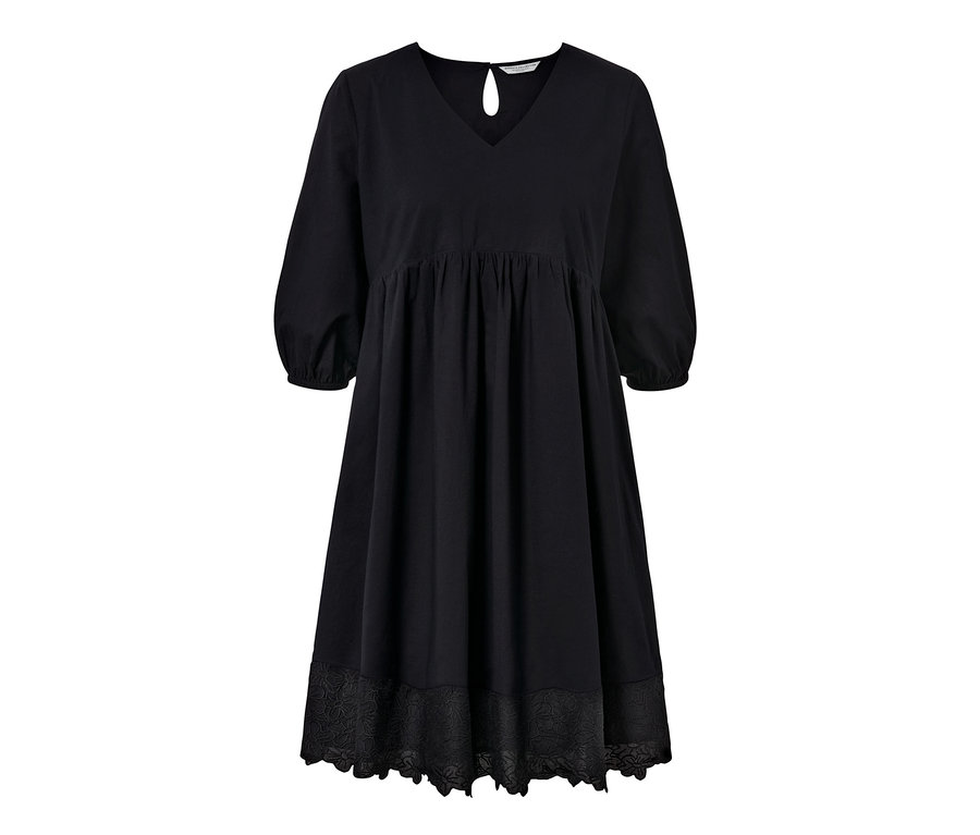 Robe tissée noire avec broderie.