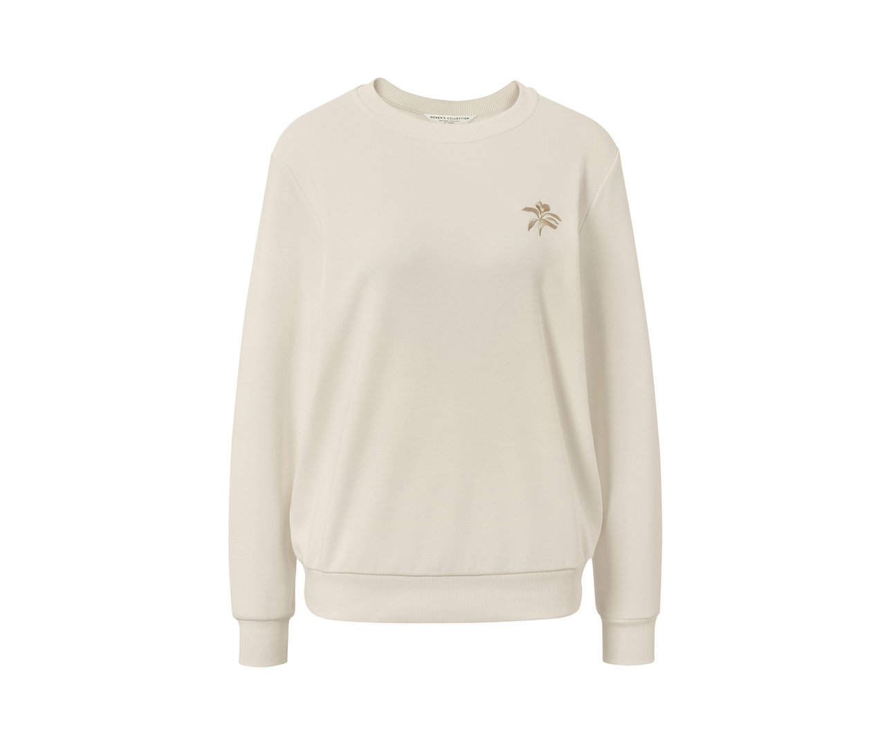 Un sweat-shirt crème avec broderie.