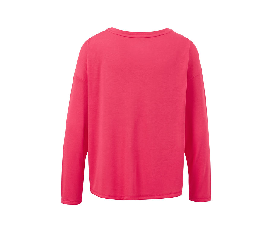 Vue arrière d'un t-shirt de sport 2 en 1 rose à manches longues.