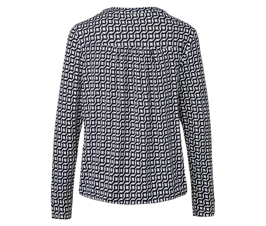 Blouse imprimée, bleu marine.