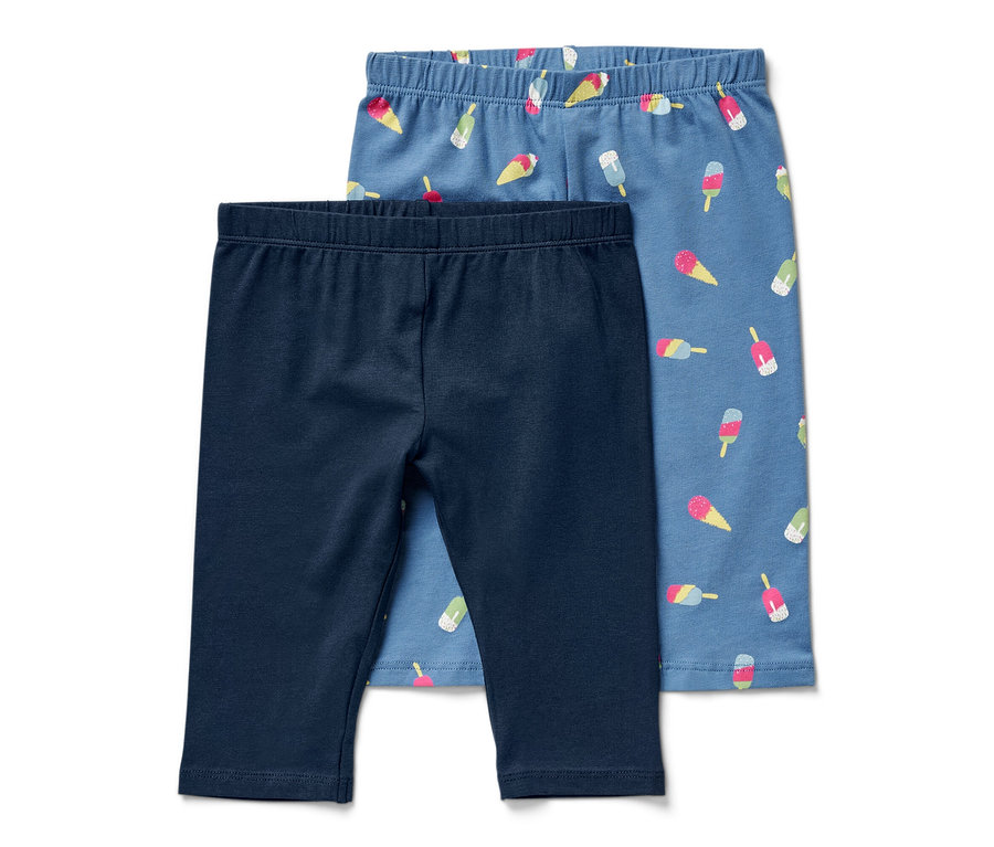 Deux leggings ¾ bleus pour enfant.