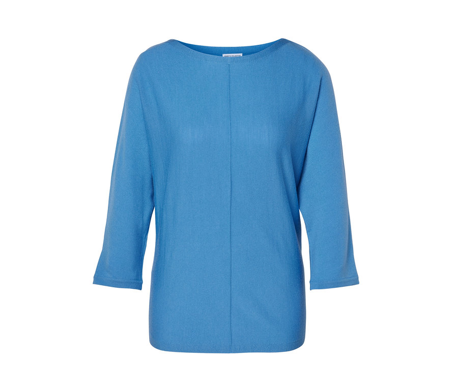 Pull en maille fine mérinos bleu cobalt.