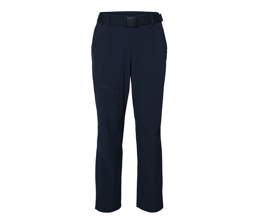Un pantalon d’extérieur bleu marine avec une ceinture.