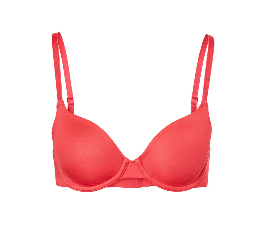 Soutien-gorge à armatures demi-bonnets corail.