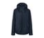 Veste de pluie unisexe bleue avec fermeture éclair centrale.