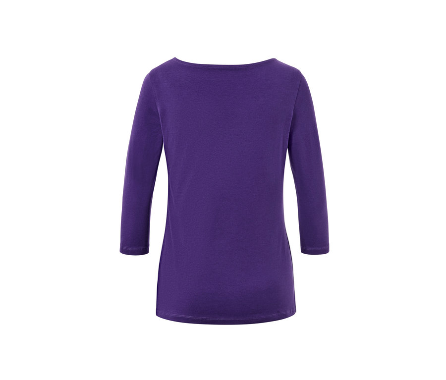 T-shirt violet à manches 3/4.