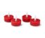Quatre bougies chauffe-plat rouges en cire avec LED.
