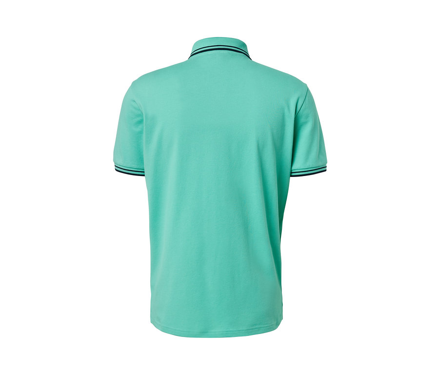 Vue arrière d'un polo en piqué vert.