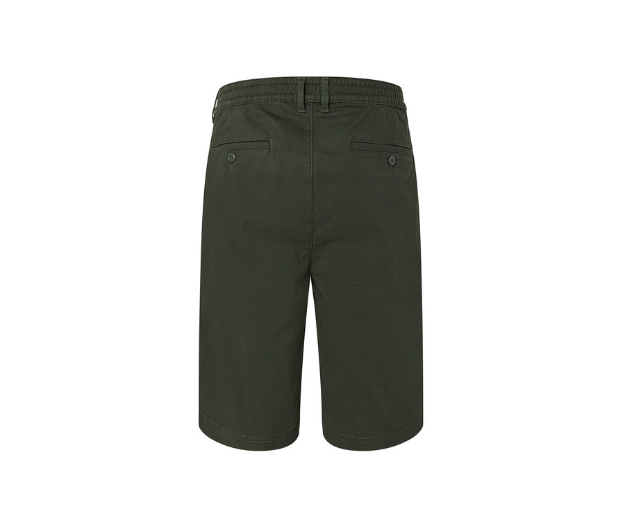 Vue arrière d'un short chino kaki.