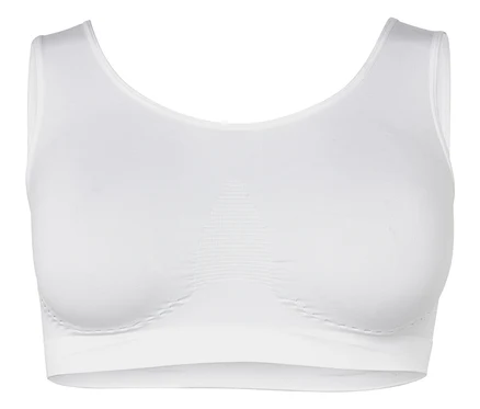 Soutien-gorge de sport blanc sans fermeture.