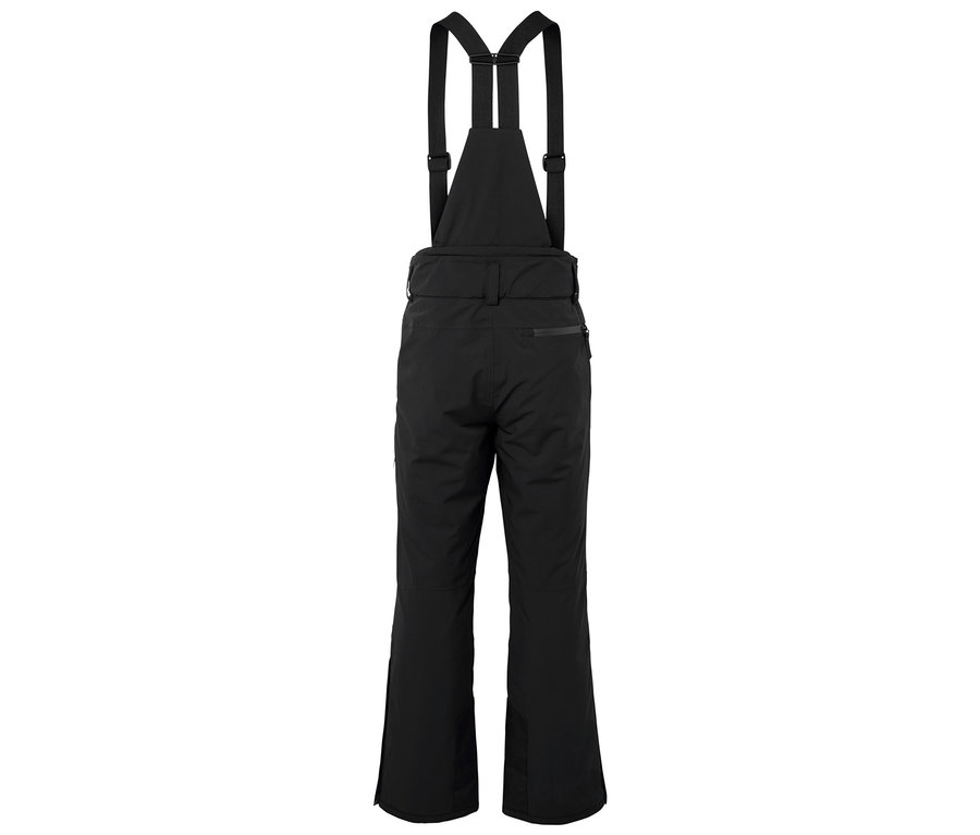 Pantalon de ski noir à bretelles vu de dos.