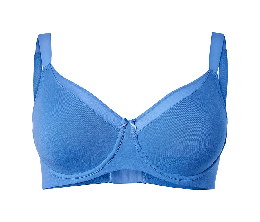 Soutien-gorge minimiseur bleu avec un nœud au centre.