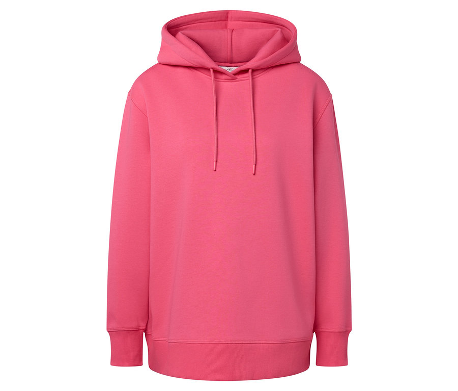Un sweat à capuche rose.