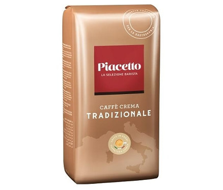Un paquet de Caffè Crema Tradizionale Piacetto – 1 kg, en grains.