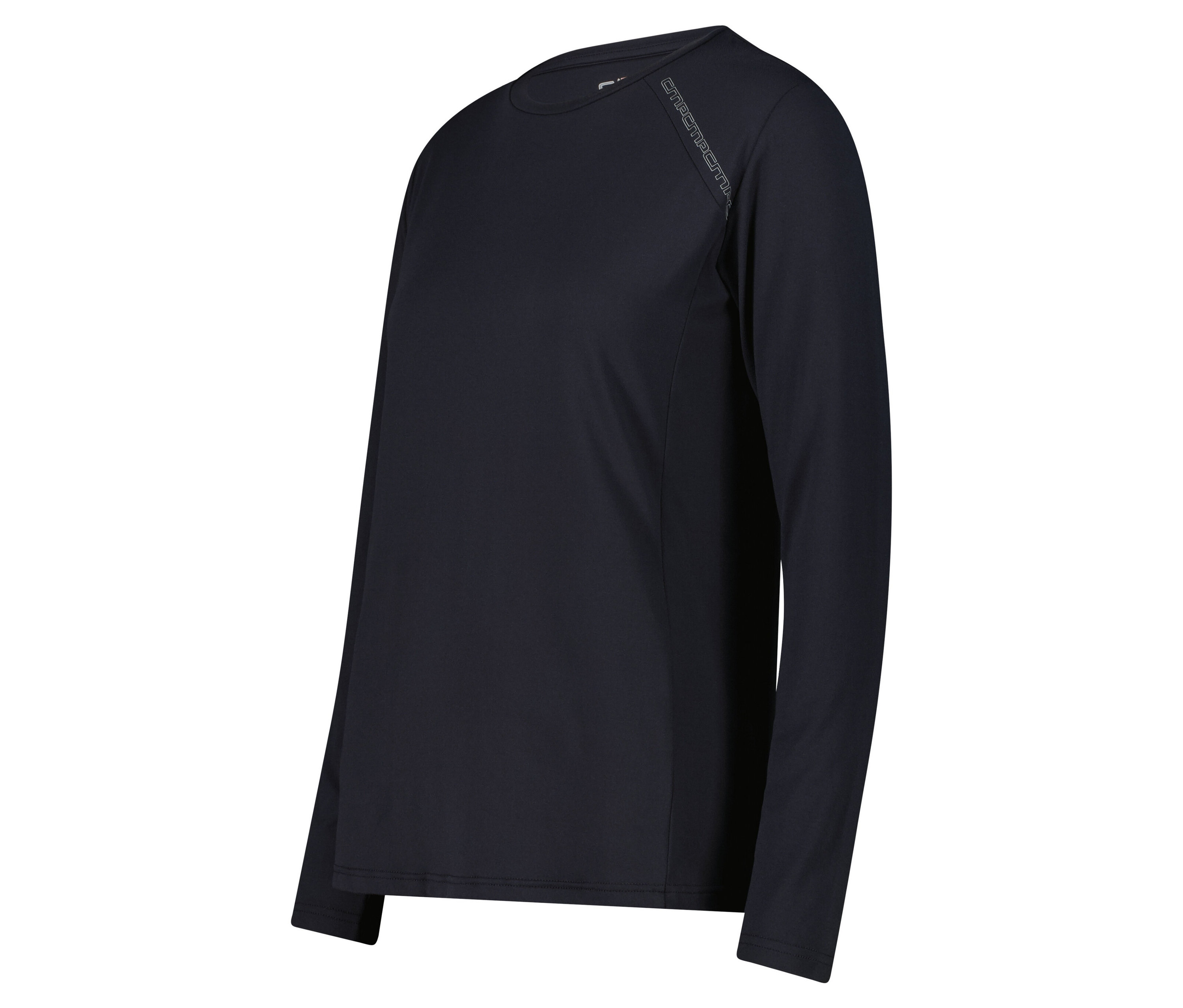 T-shirt à manches longues bleu foncé sur fond blanc.