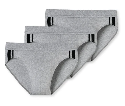 Trois slips SCHIESSER gris chiné.