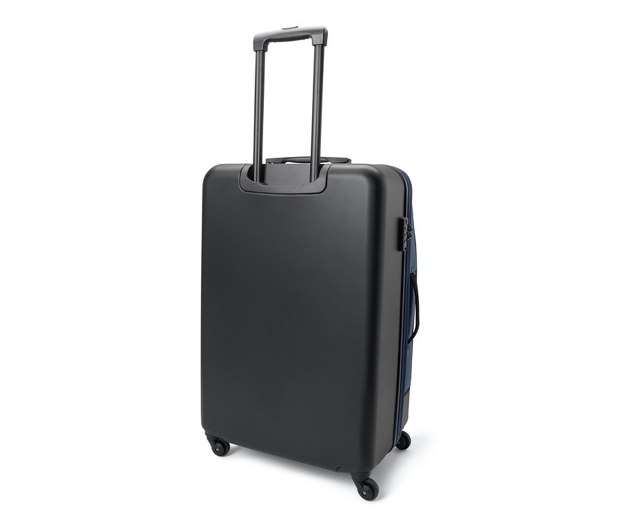 Valise hybride noire, grand modèle, avec poignée télescopique.