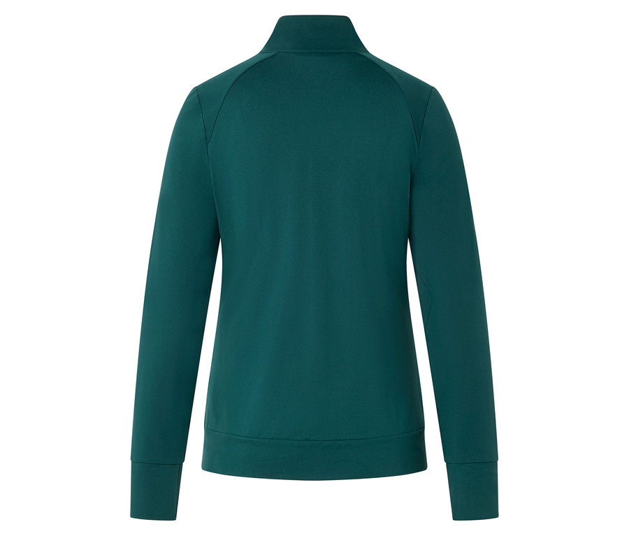 Vue arrière d'une veste vert émeraude à manches longues.