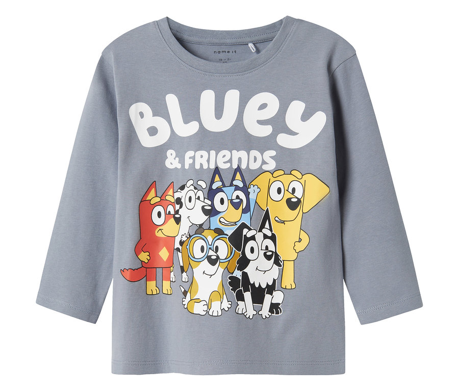 T-shirt à manches longues gris NAME IT »BLUEY« avec imprimé Bluey et ses amis.