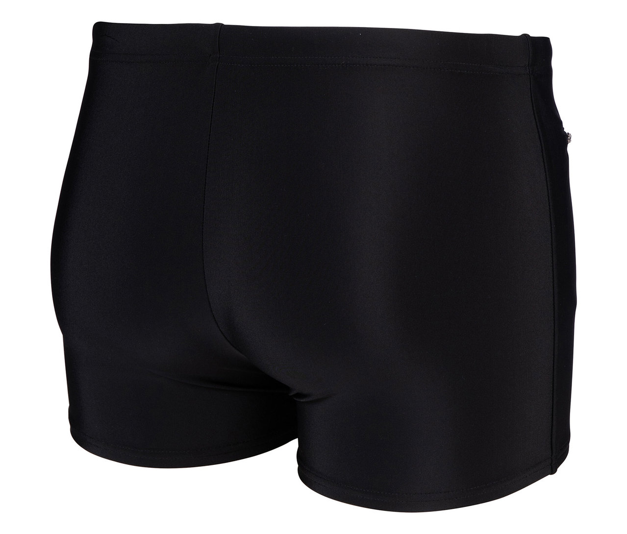 Gros plan du dos d'un slip de bain noir.