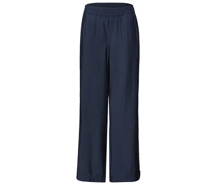 Pantalon large bleu marine Street One « Emee » avec taille élastique.