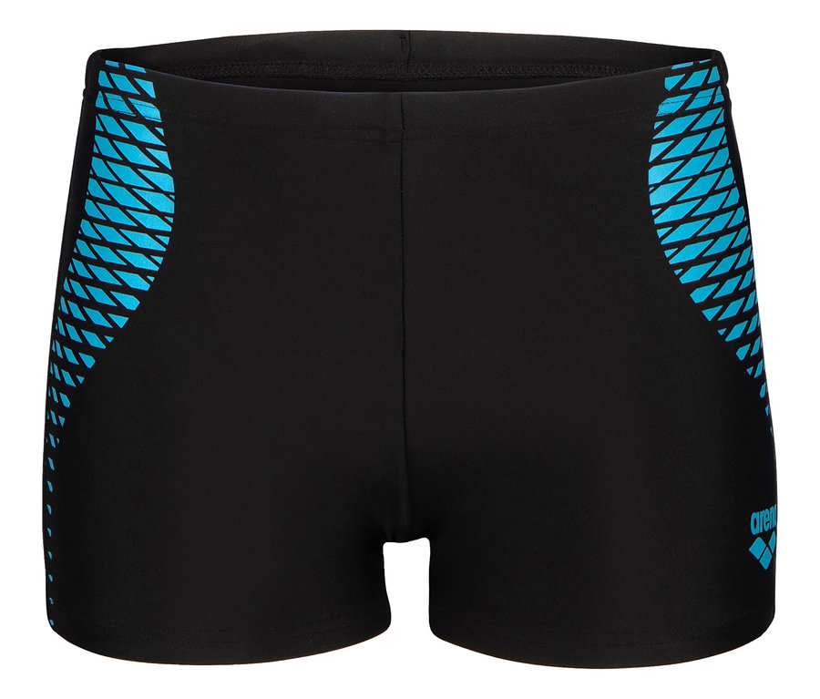 Maillot de bain noir avec motif bleu sur les côtés.