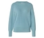 Pull en maille fine bleu clair avec col rond, manches raglan et bords-côtes.