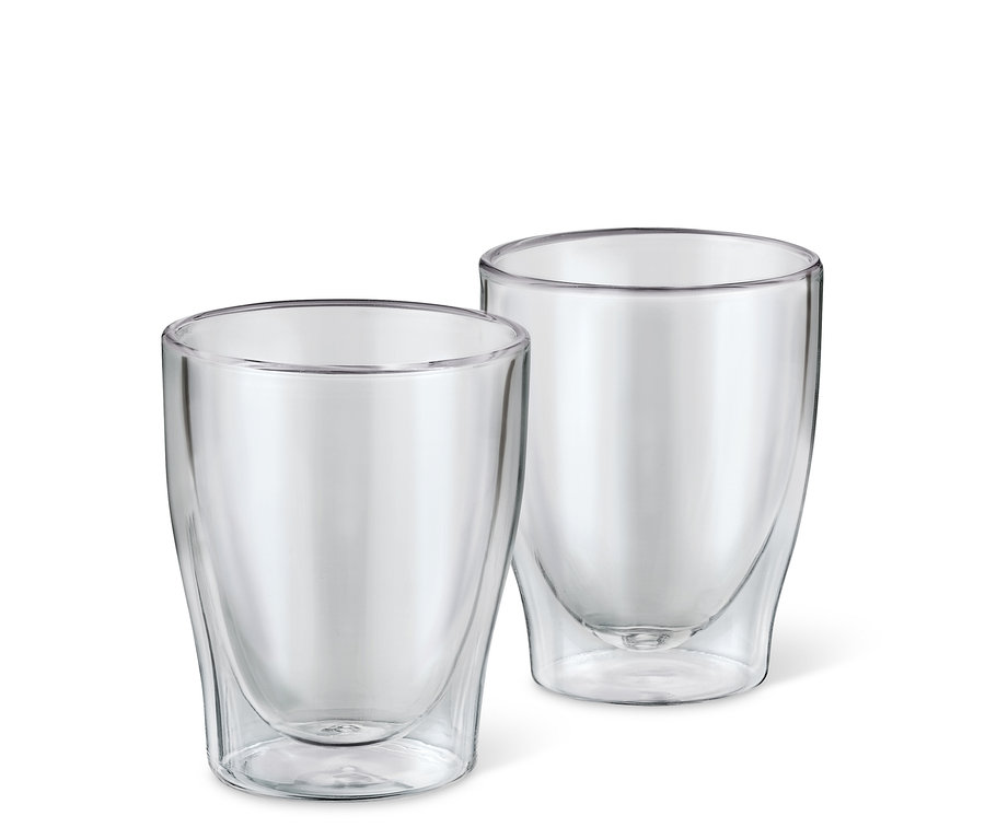 Deux verres à double paroi pour café crème, lot de 2.