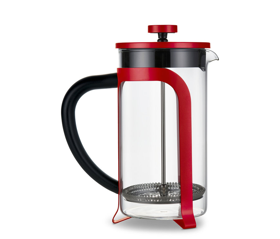 Cafetière à piston rouge de 800 ml, 6 tasses.