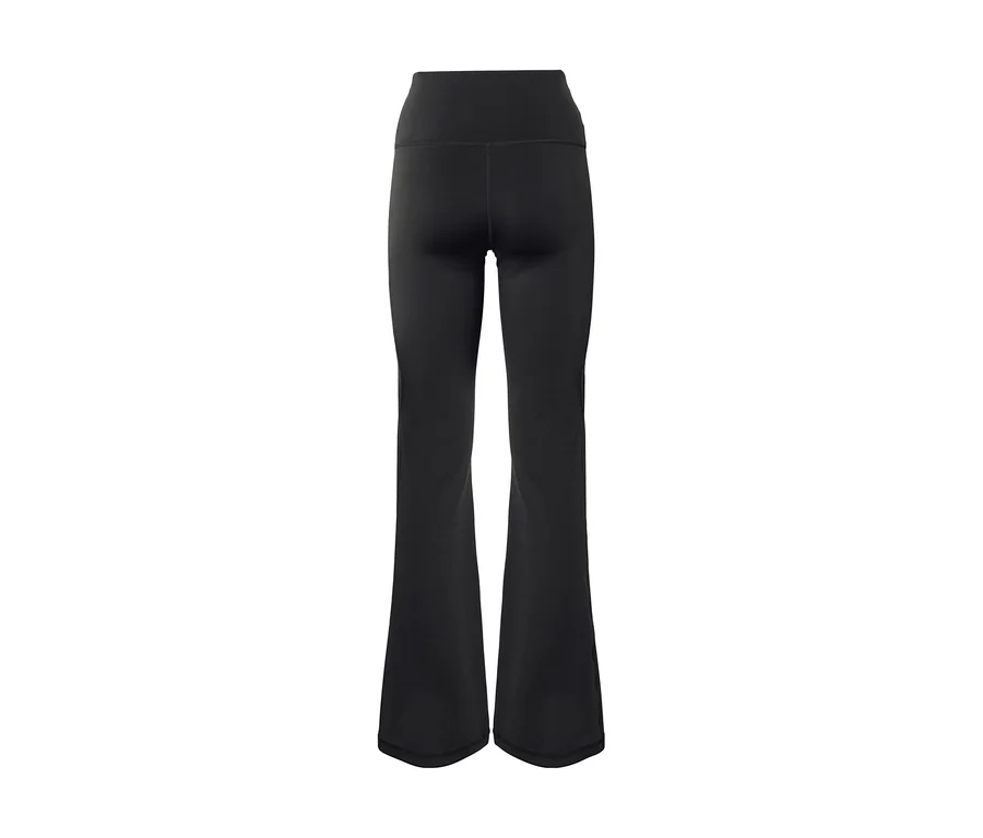 Legging noir taille haute avec jambes évasées, vue de dos.