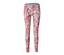 Haut rose<br>Pantalon gris clair avec imprimé floral rouge-rose sur l’ensemble