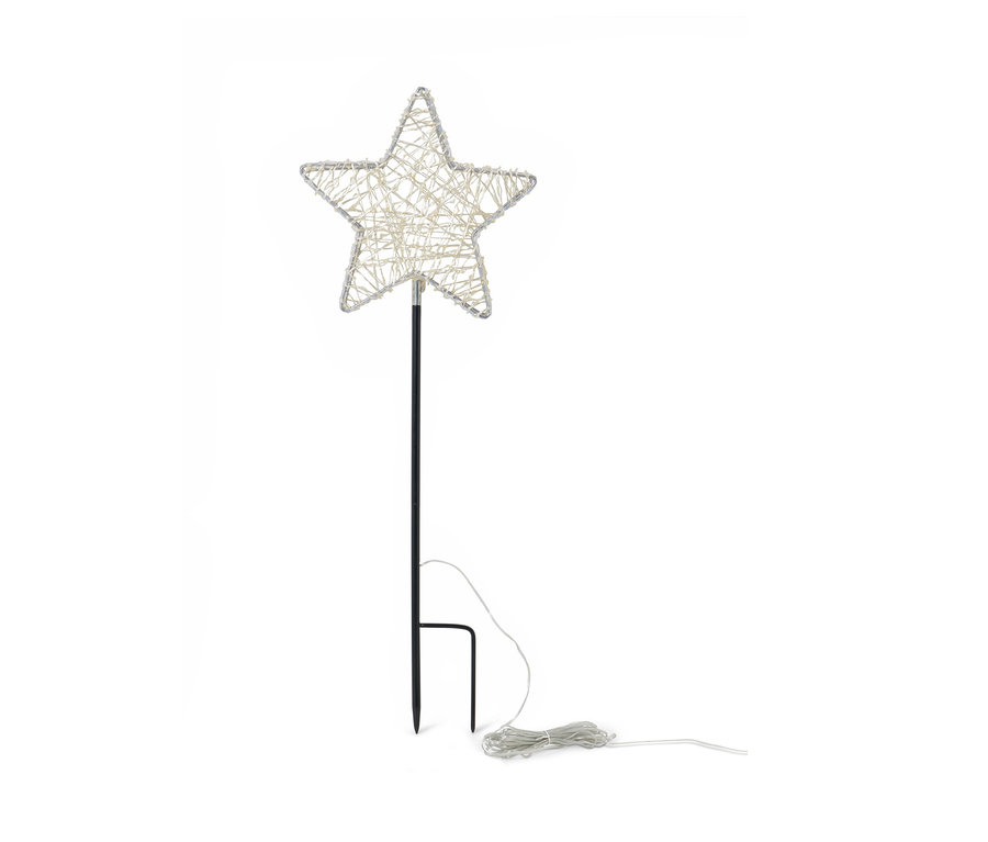 Étoile d'extérieur LED en 3D avec piquet.