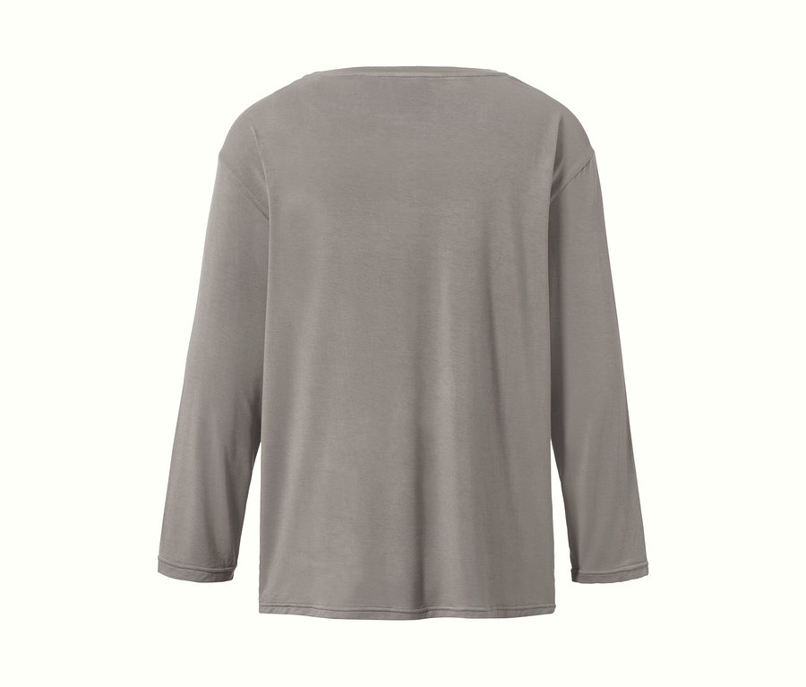 Blouse bimatière grise vue de dos.